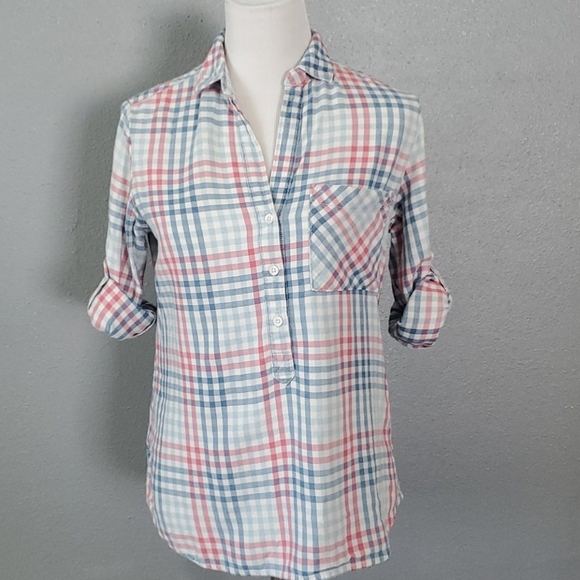 Anthro Bella Dahl plaid western pullover collar - Picture 5 of 7